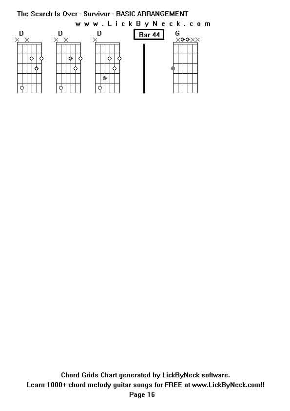 Chord Grids Chart of chord melody fingerstyle guitar song-The Search Is Over - Survivor - BASIC ARRANGEMENT,generated by LickByNeck software.